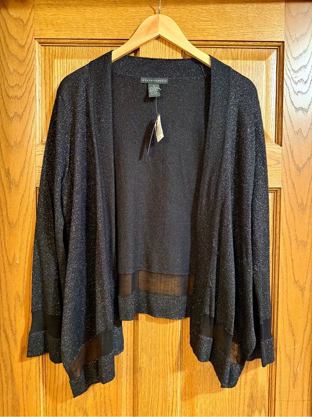 Grace Elements Black Sparkle Open-Front Cardigan size - Medium